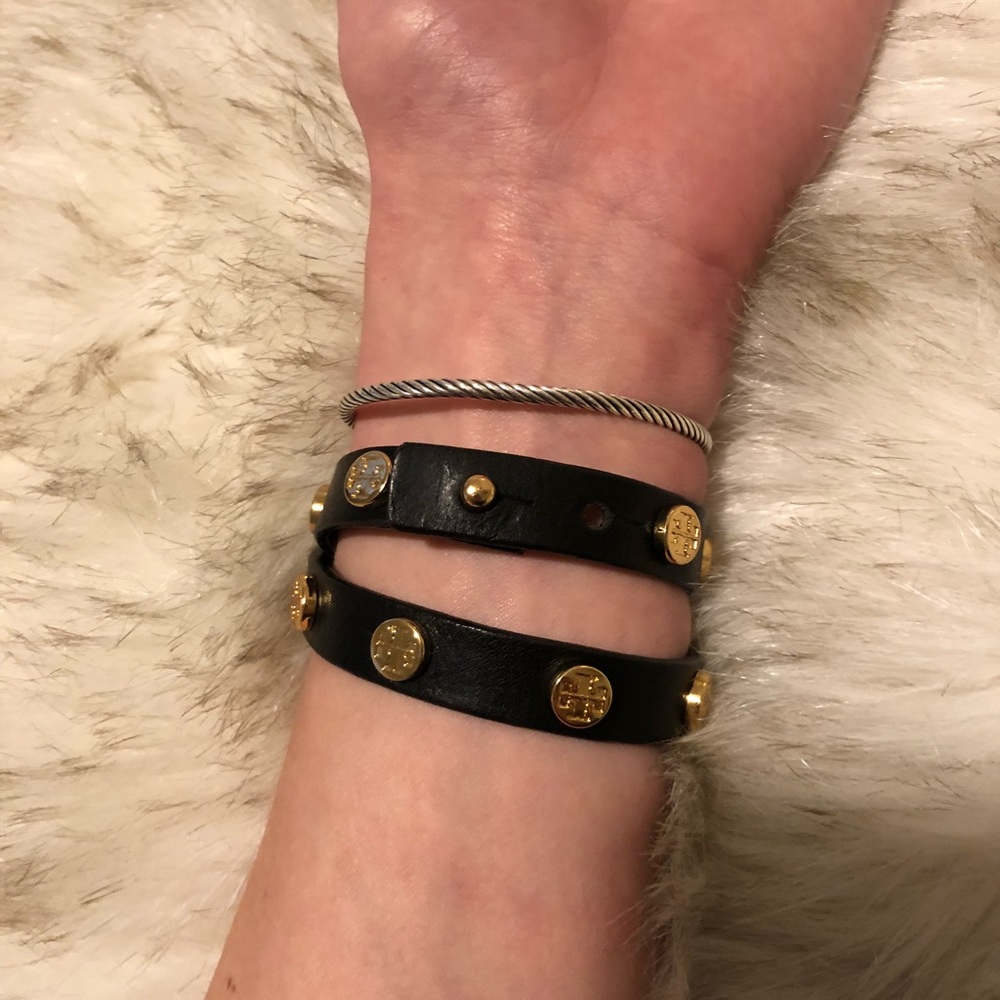 Tory Burch Leather Double Wrap Bracelet - Picture 2 of 2